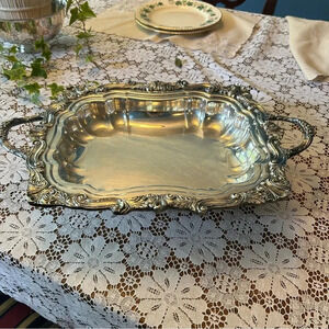 Vintage Sheridan Silver on Copper Footed Serving Dish